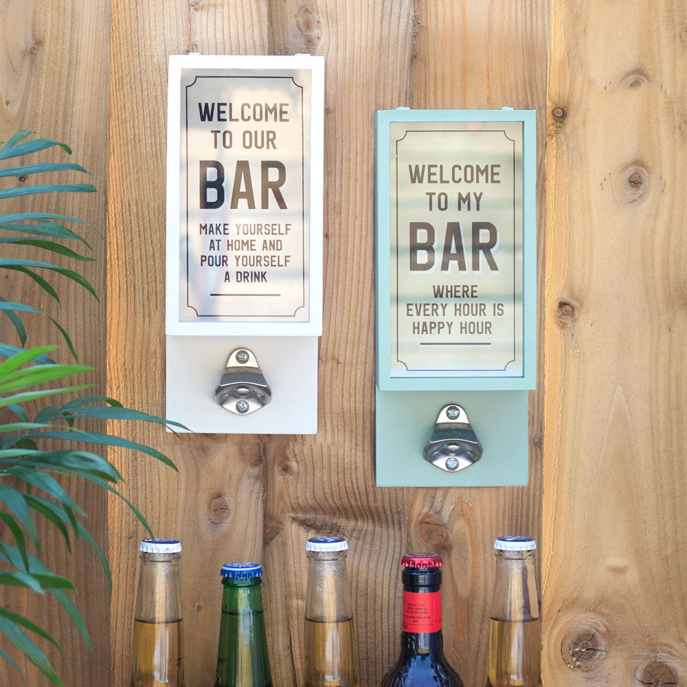 Grey Garden Bar Wall Mounted Bottle Opener Plaque - TwoBeeps.co.uk