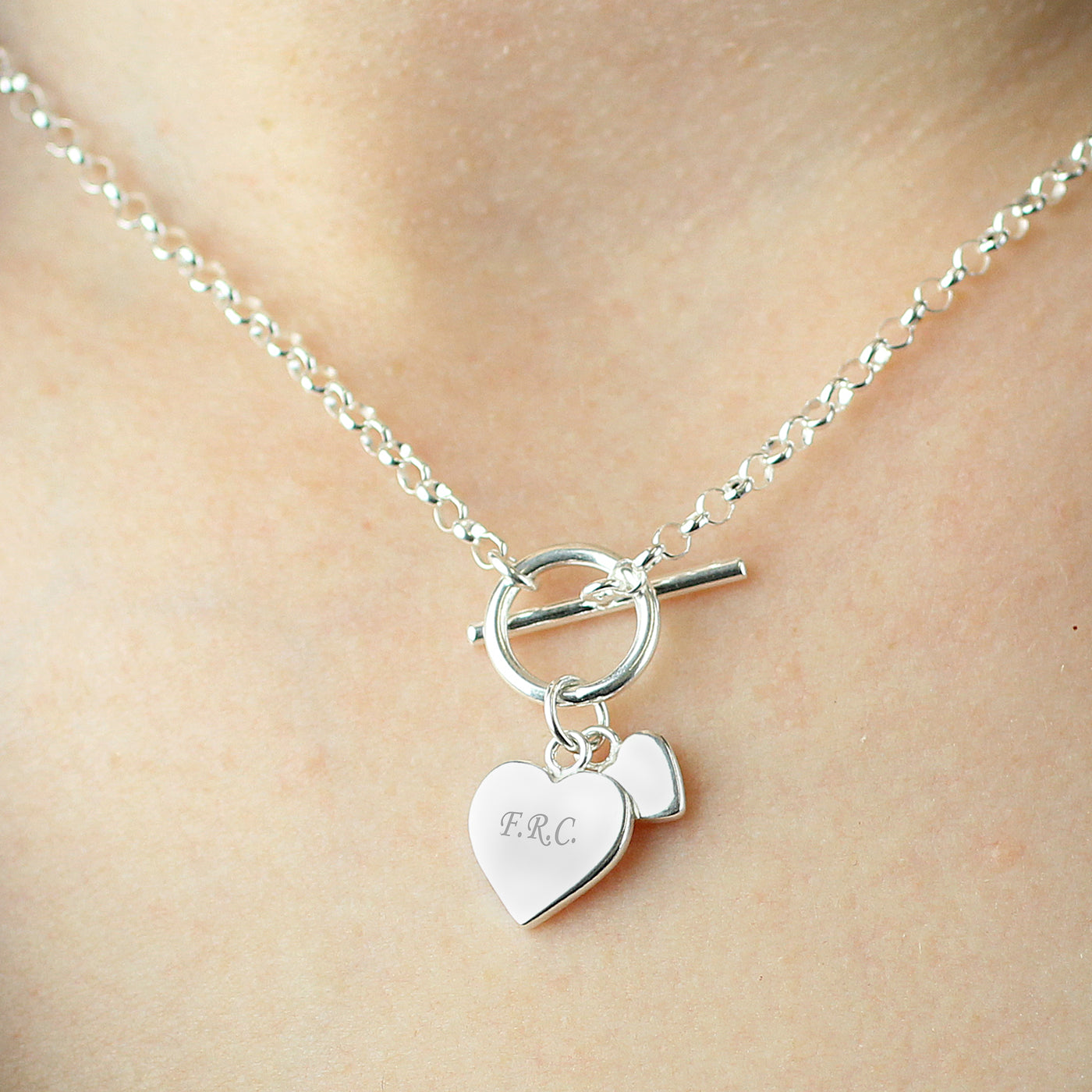 Personalised Hearts T-Bar Necklace - TwoBeeps.co.uk