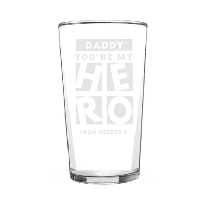 Personalised My Hero Pint Glass