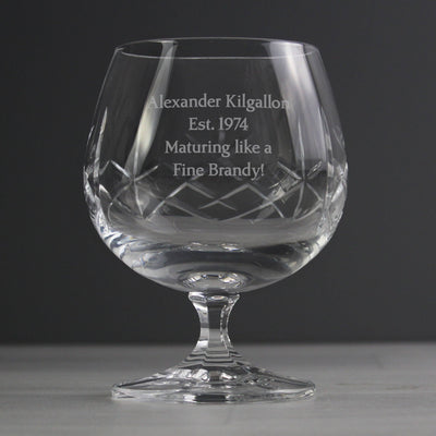 Personalised Cut Crystal Small Brandy Glass - TwoBeeps.co.uk