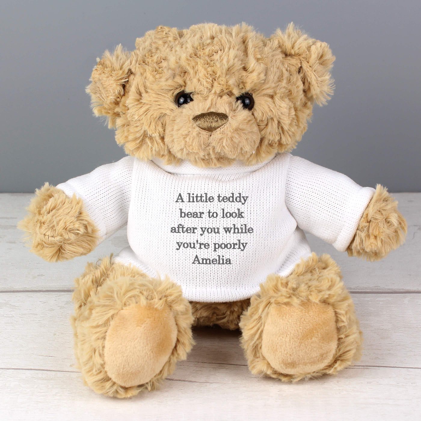 Personalised Message Teddy Bear - Grey - TwoBeeps.co.uk