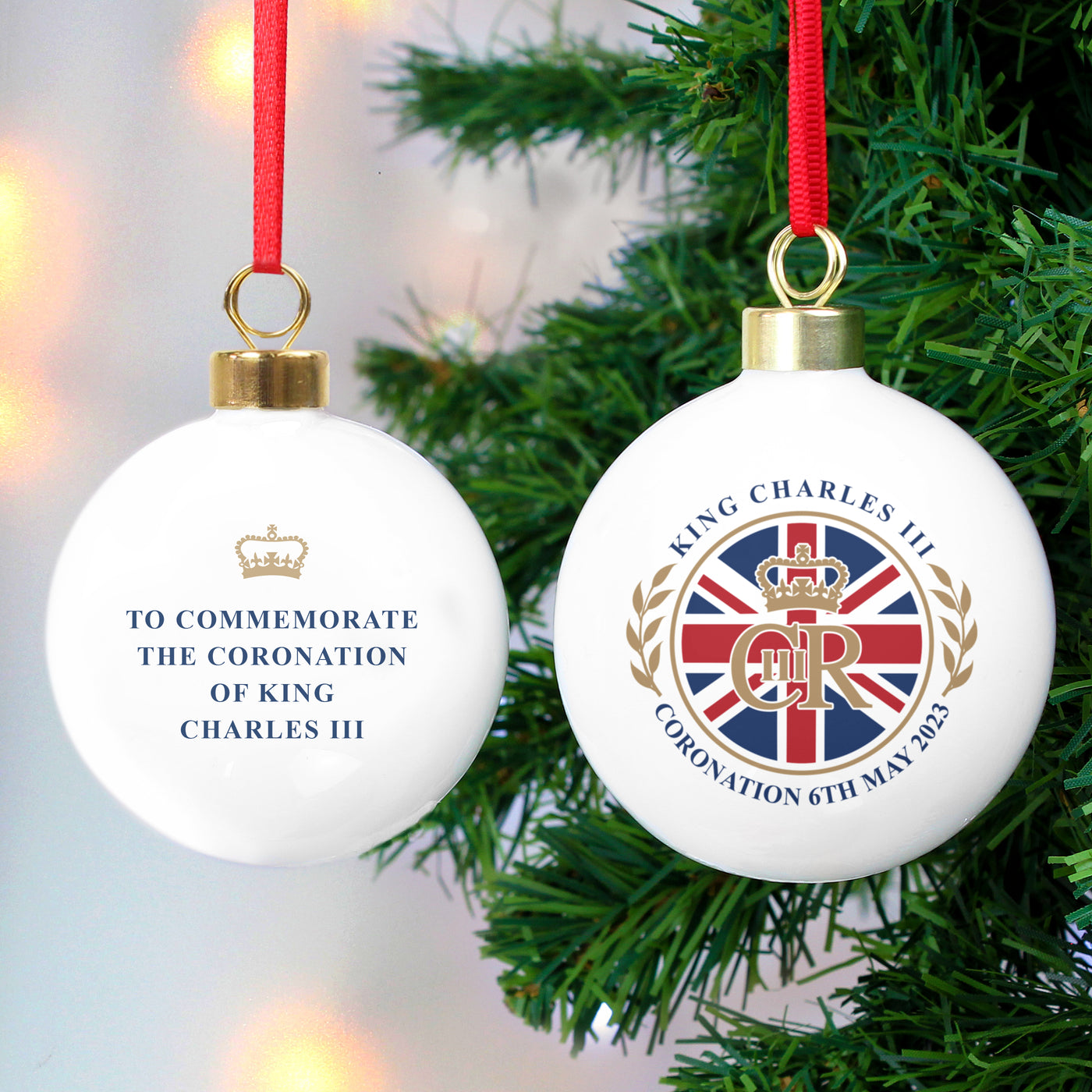 His Majesty King Charles III Union Jack Coronation Commemorative Bauble