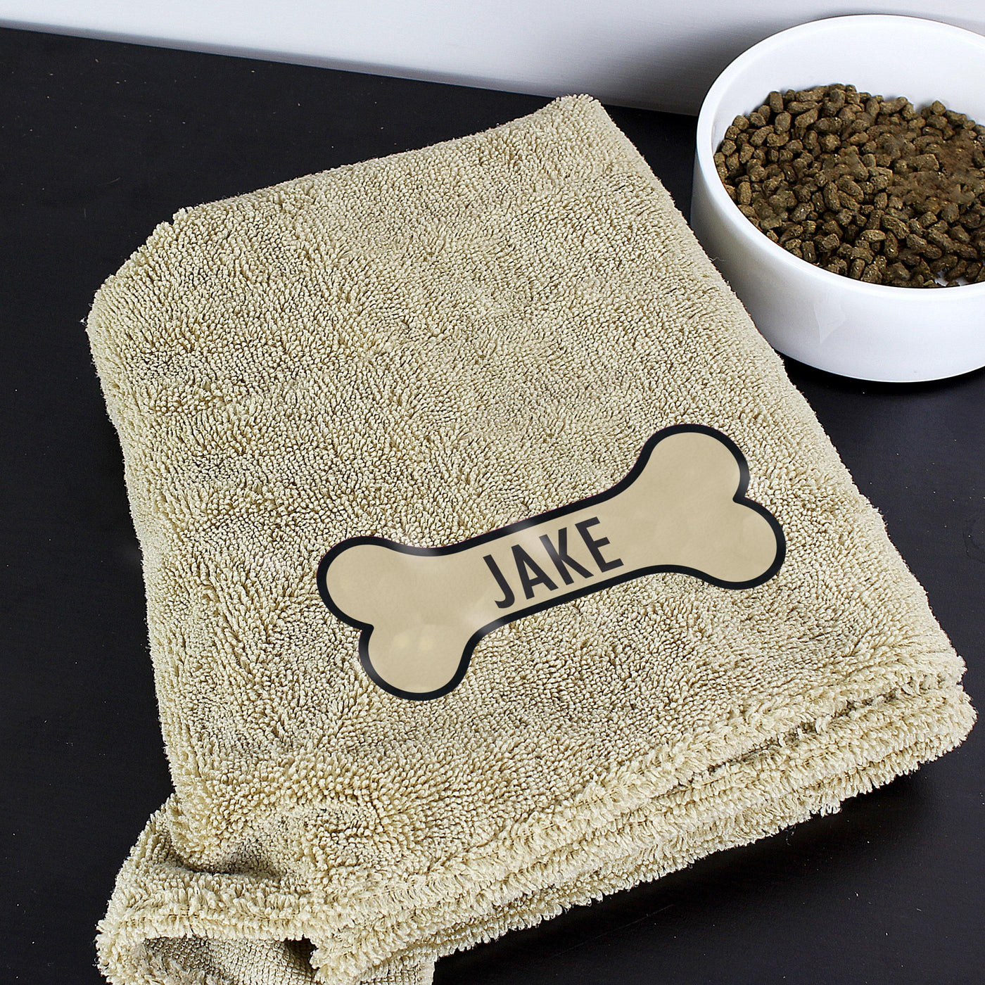 Personalised Bone Brown Microfiber Pet Towel - TwoBeeps.co.uk