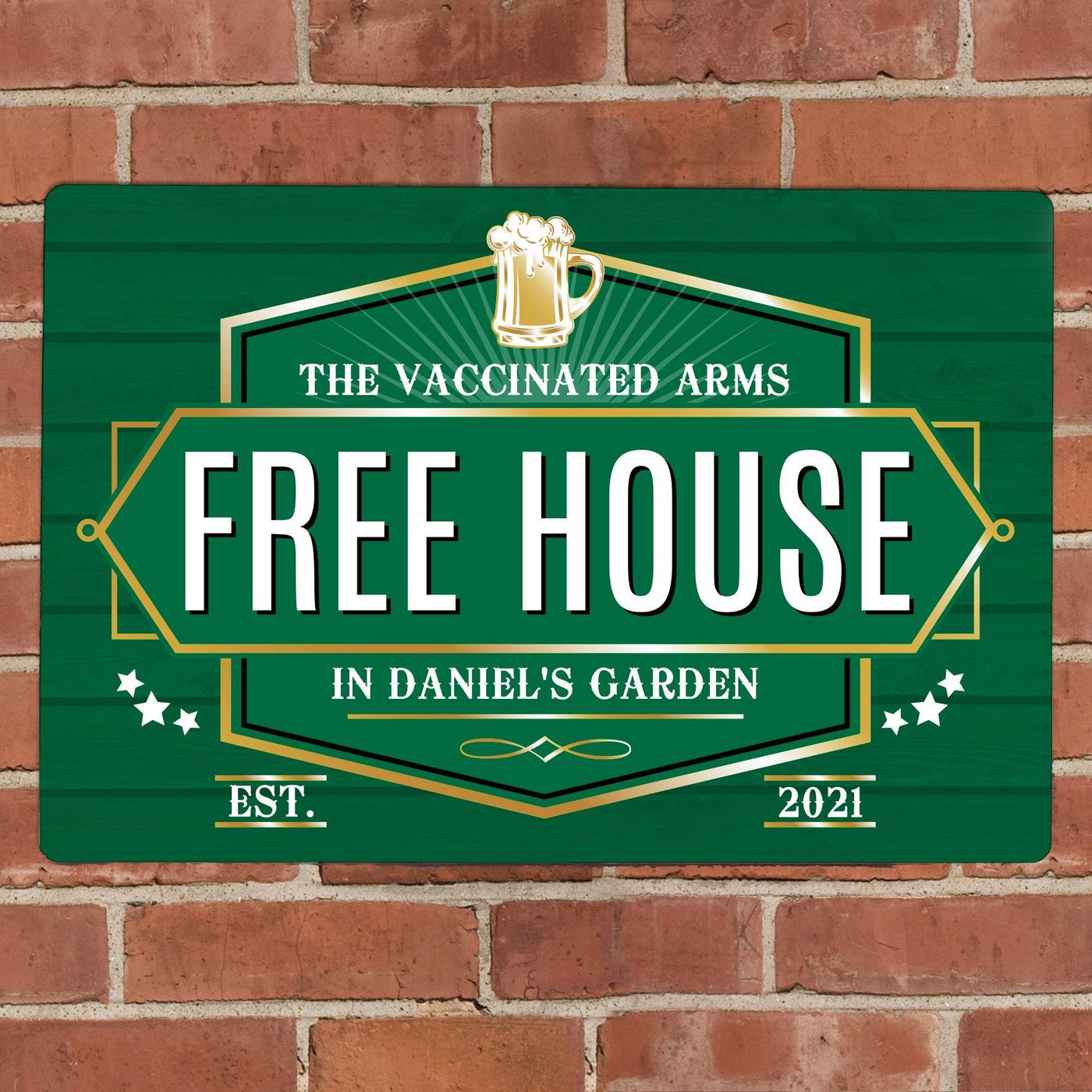 Personalised Free House Green Garden Metal Sign - TwoBeeps.co.uk