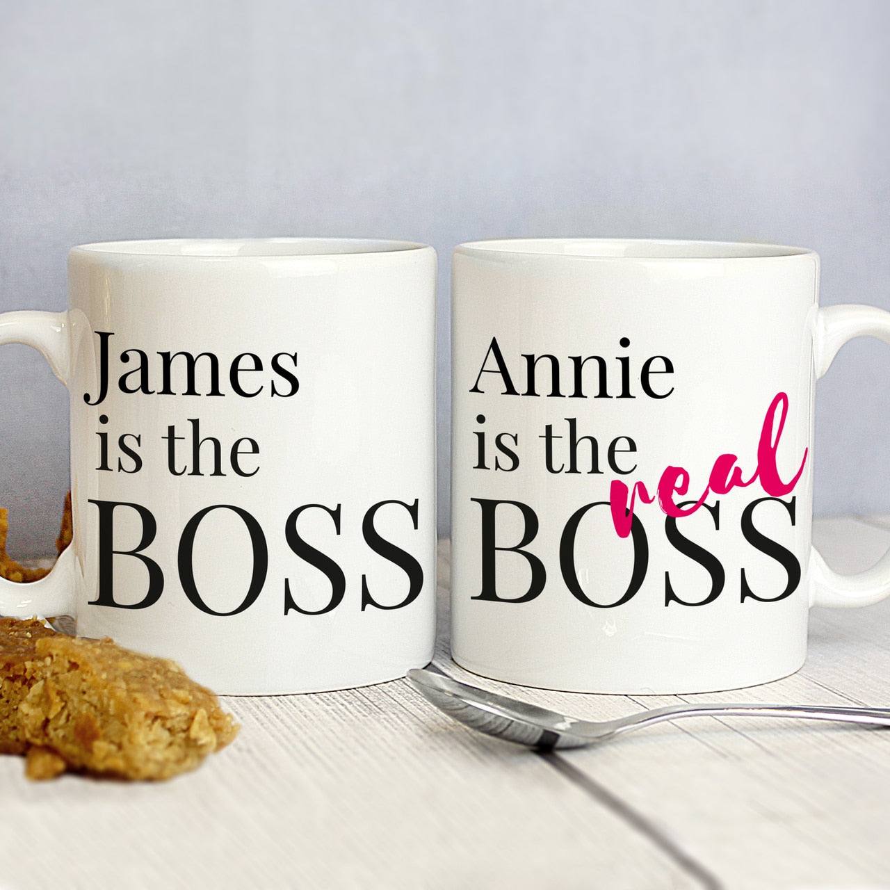 Personalised The Real Boss Mug Set 2 - 11oz - TwoBeeps.co.uk