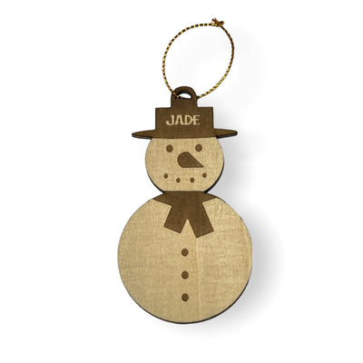 Personalised Wooden Snowman Tree Ornament - TwoBeeps.co.uk
