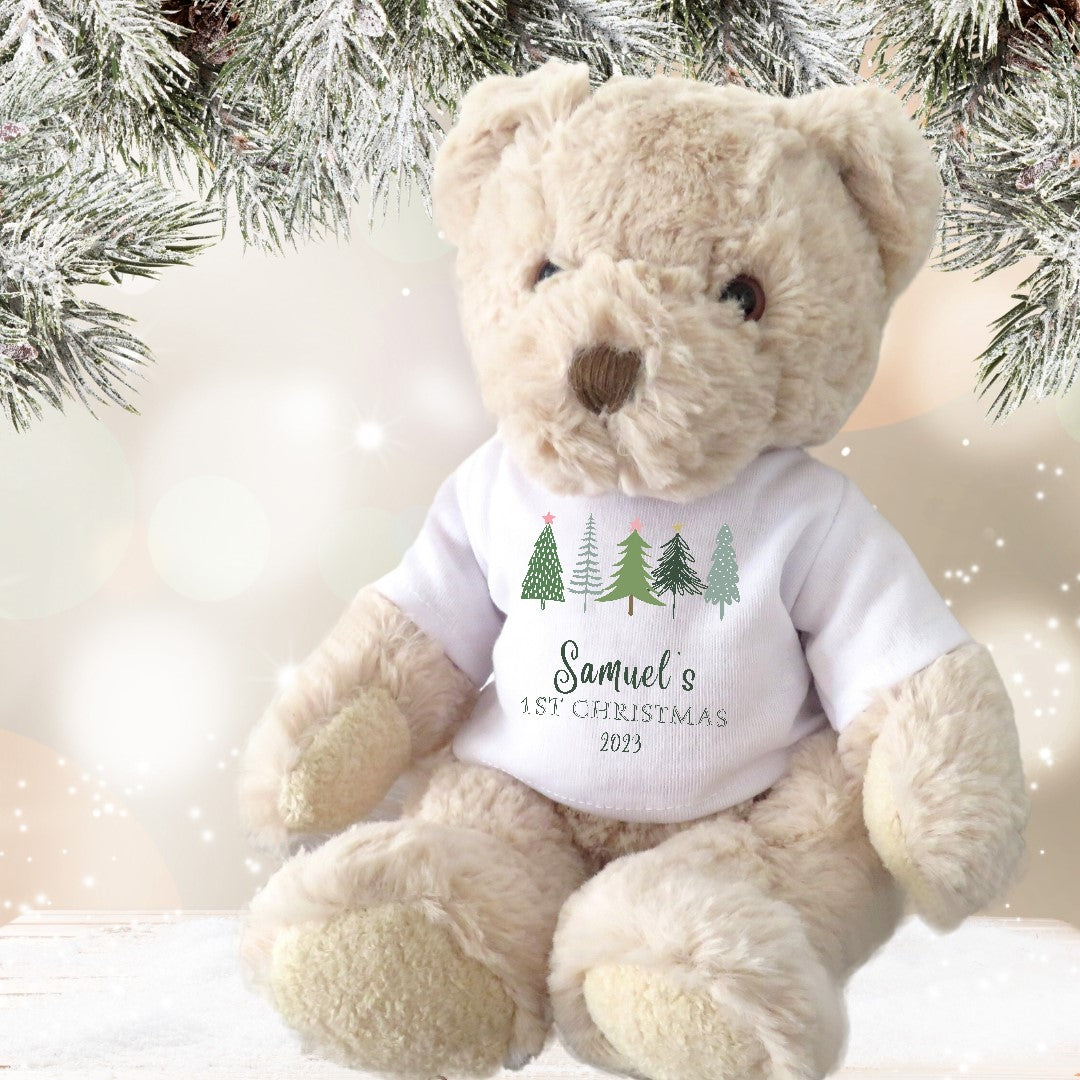 Personalised Luxury Teddy Bear My 1st Christmas Fir Tree T-shirt