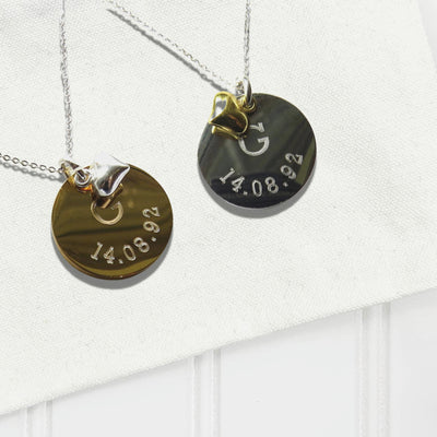 Personalised Date & Letter Necklace with Mini Heart