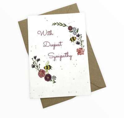 Eco-Friendly Plantable Deepest Sympathy Greeting Card - TwoBeeps.co.uk