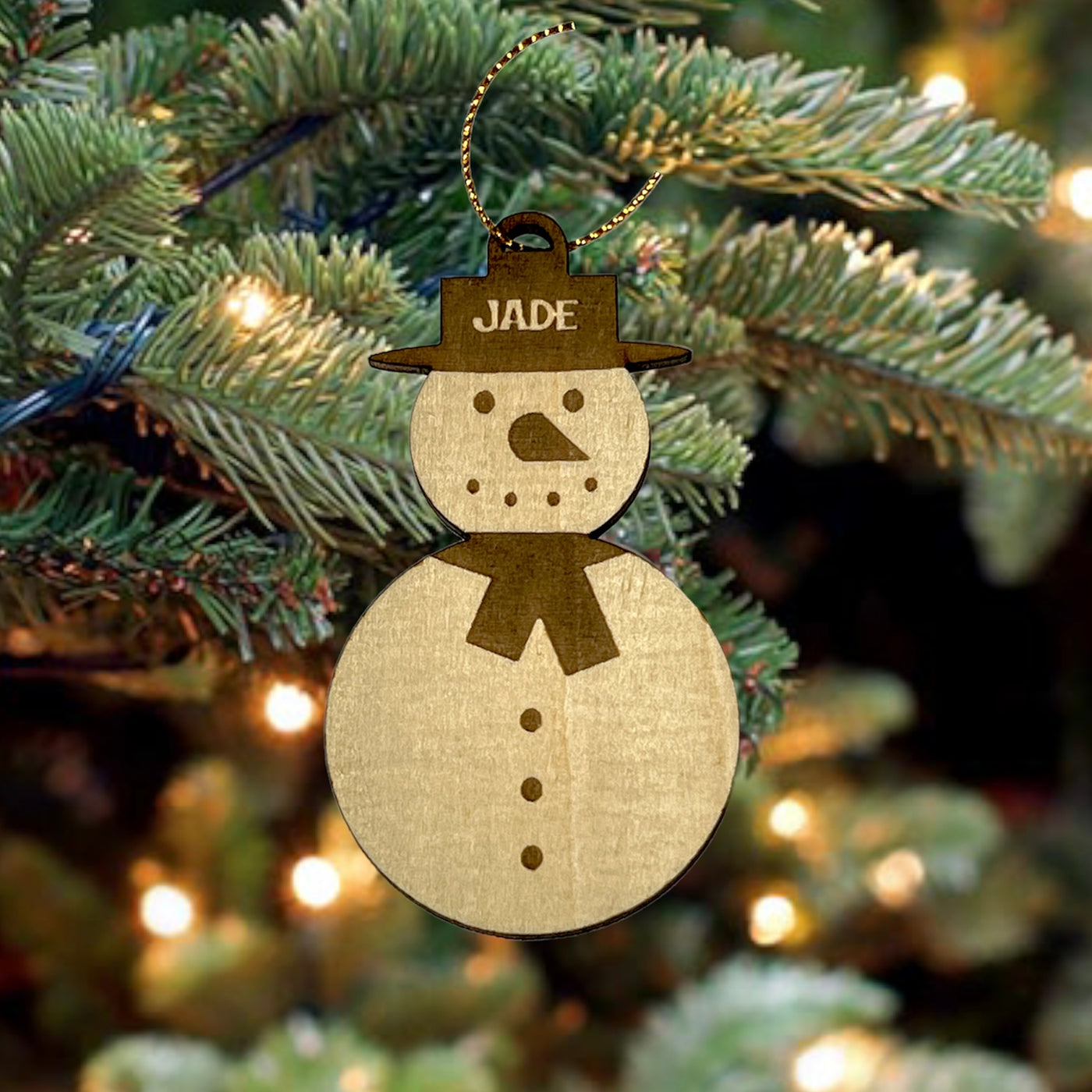 Personalised Wooden Snowman Tree Ornament - TwoBeeps.co.uk