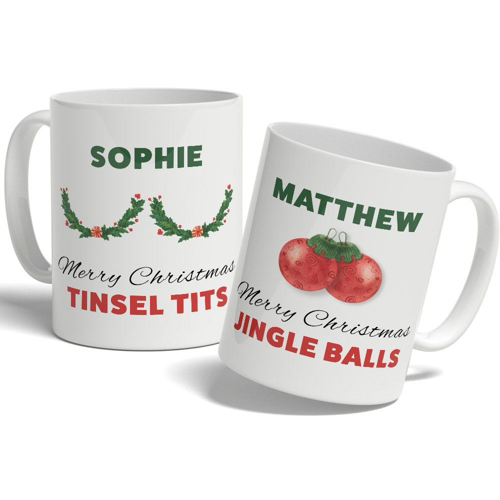 Personalised Christmas Couples Rude Mug Set - 11oz - TwoBeeps.co.uk