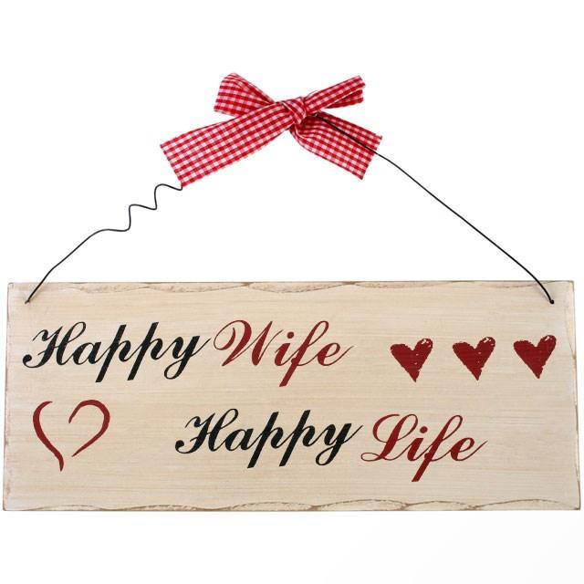 Happy Wife, Happy Life Hanging Sign - TwoBeeps.co.uk