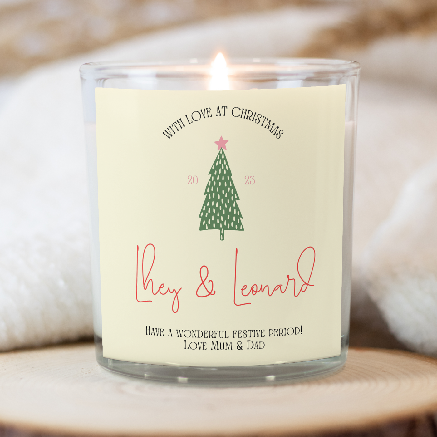 Personalised With Love at Christmas Candle