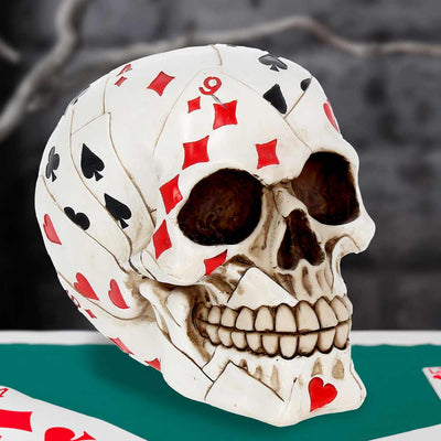 Dead Mans Hand Skull 15cm Ornament