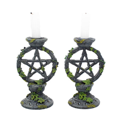 Wiccan Pentagram Candlesticks 15cm (Set of 2)
