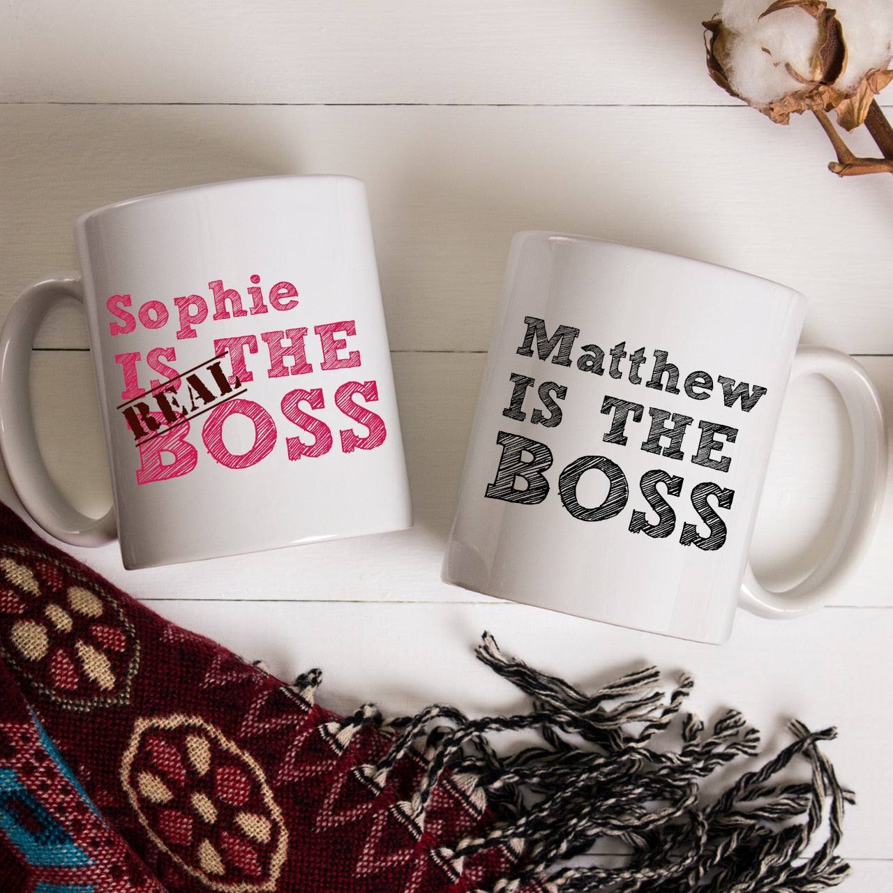 Personalised The Real Boss Mug Set - 11oz - TwoBeeps.co.uk