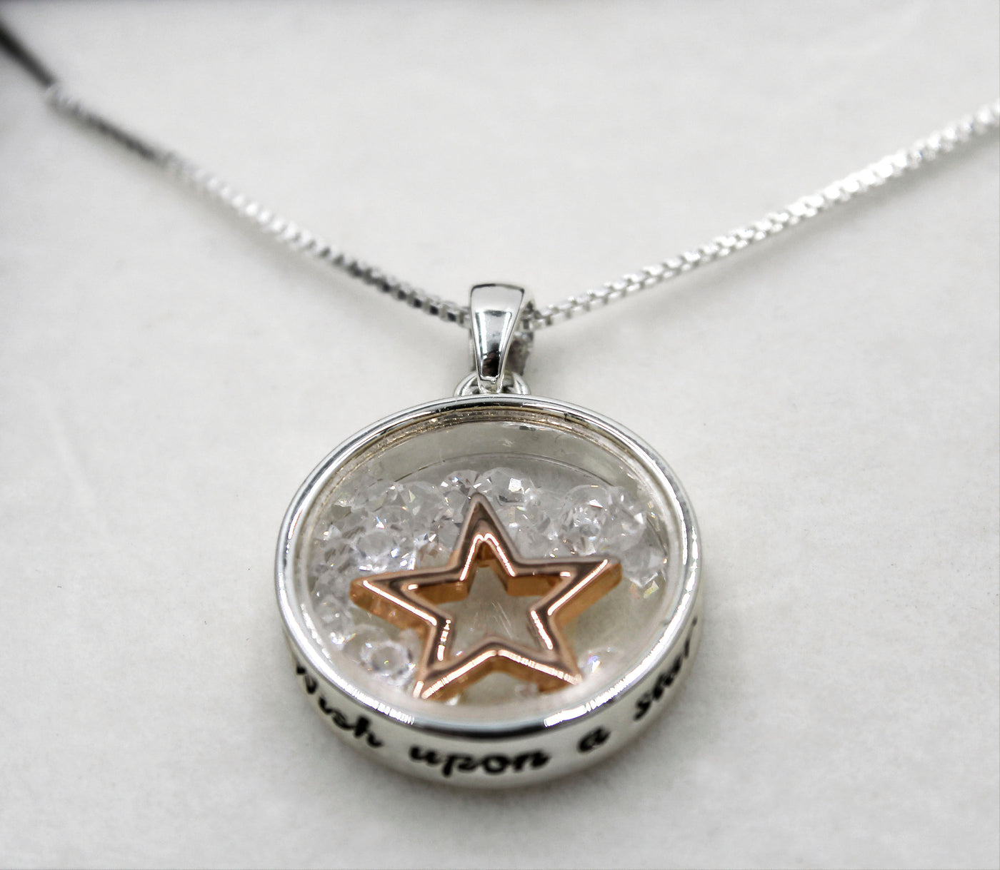 Floating Crystals Necklace - Wish Star - TwoBeeps.co.uk