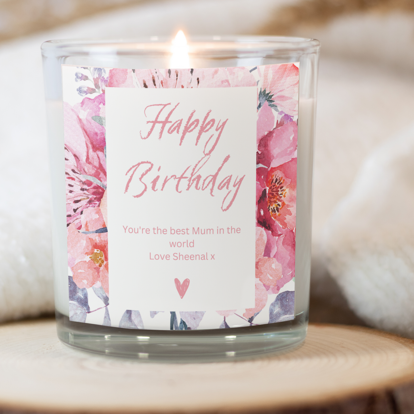 Personalised Pink Happy Birthday Candle
