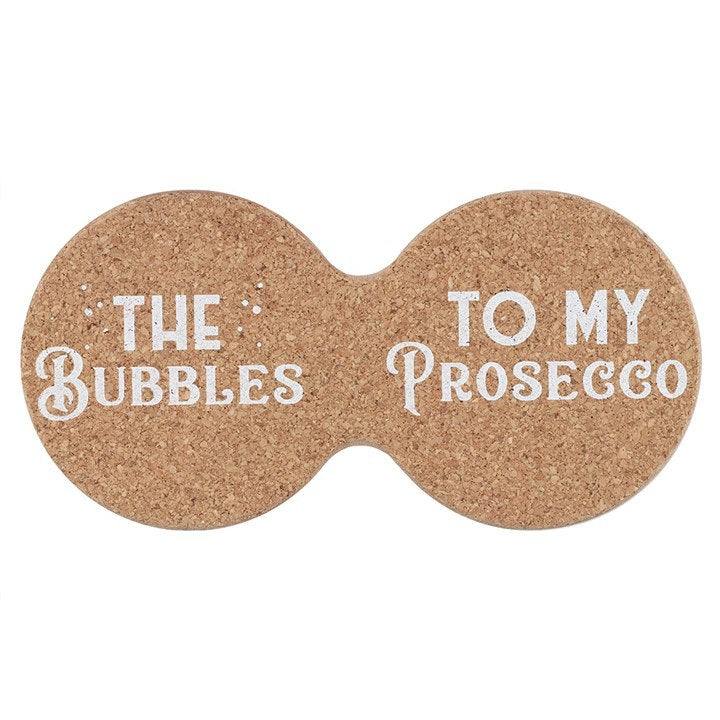 The Bubbles to my Prosecco Cork Double Coaster - TwoBeeps.co.uk