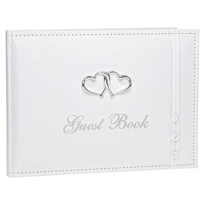 Wedding Hearts Design Guest Book in Bridal White - TwoBeeps.co.uk