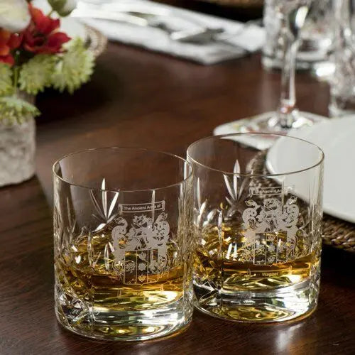 Personalised Coat of Arms Crystal Whisky Tumblers - Mayfair